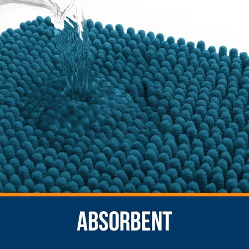 OLANLY Toilet Rugs U-Shaped 20x20, Soft Absorbent Chenille Contour Rugs - color: Peacock Blue, size: 20" X 20" Contour Rug