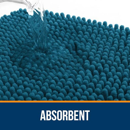 OLANLY Toilet Rugs U-Shaped 20x20, Soft Absorbent Chenille Contour Rugs - color: Peacock Blue, size: 20" X 20" Contour Rug