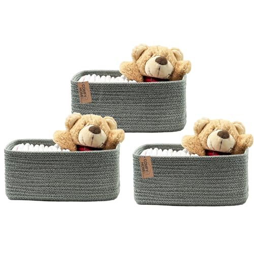 COMFY HOMI 11.5"x7.5"x4.7" Storage Baskets for Organizing | Cotton Rope Woven Basket | Toy Storage Bin Box | Basket for Shelves, Closet Organizer Bin, Decorative Closet Shelf, 3 Pack, - color: Green, size: 3-11.5"x7.5"x4.7"