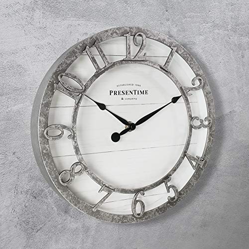 Presentime 10" Farmhouse Series Wall Clock - color: Galvanized Finish, size: 10 inch