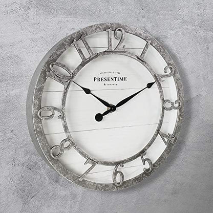 Presentime 10" Farmhouse Series Wall Clock - color: Galvanized Finish, size: 10 inch
