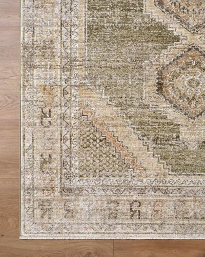 Hauteloom Yiwep Living Room, Bedroom Area Rug - Bohemian Transitional - Taupe, Olive, Medium Brown - 5' x 7'5" - color: Taupe, Olive, Medium Brown / Elinor, size: 4'11" x 7'5" (Rectangular)