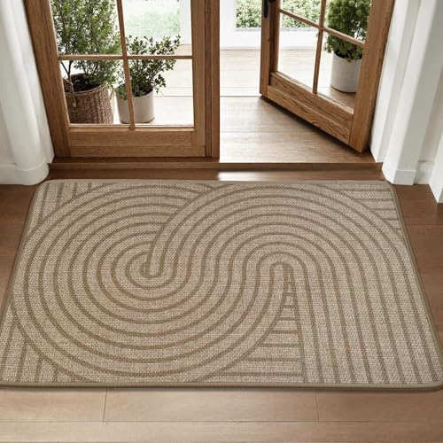 HDFK Geometric Front Door Mat Brown 47x31inches Non-Slip Low-Profile Indoor - color: Brown, size: 47"x31"