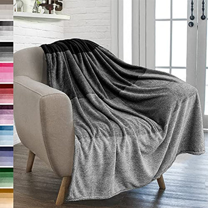 PAVILIA Black Ombre Fleece Throw Blanket for Couch Sofa Bed, 50x60 - color: Gradient - Black, size: 50 x 60 Inches - Throw