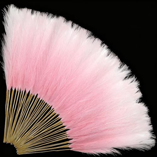 TORONTOKYO 50Pcs 21.6'' Pink Pampas Grass, Faux Pampas Grass Vase Filler - color: Pink, size: 21.6inch-50Pcs