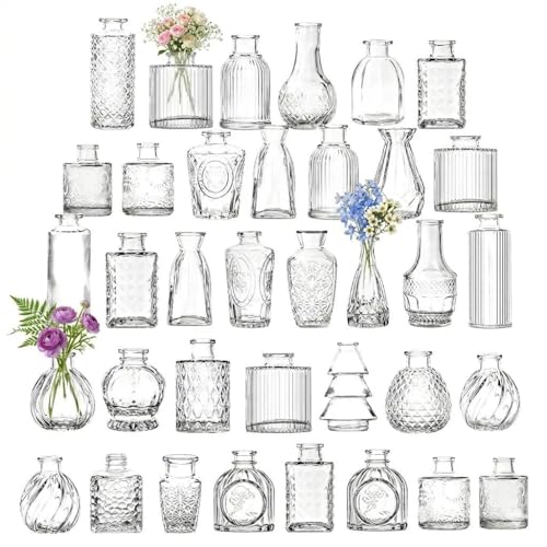 Mini Bud Vases As Wedding Centerpieces for Tables,Clear Bud Vases for Flowers,Small Flower Vases Suitable for Birthday Party,Anniversary,Wedding Reception,Baby Shower (Clear, 36PCS) - color: Clear, size: 36PCS