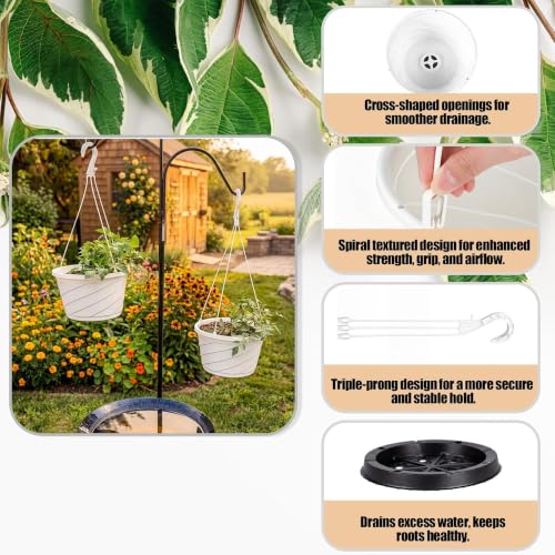 16 Pcs 10 Inch Hanging Planter with Drainage Insert, White - color: White
