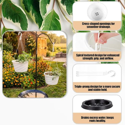 16 Pcs 10 Inch Hanging Planter with Drainage Insert, White - color: White