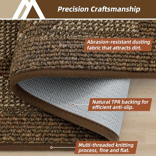 COSY HOMEER Non-Slip Door Mat 24"x60",Entryway Rugs Low Profile,Brown - color: Brown, size: 5' x 2' (Rectangular)