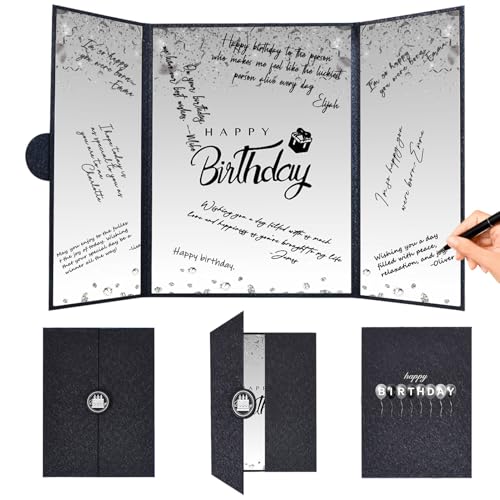 Crenics Black and White Birthday Guest Signature Book Alternative 18" x 12" - color: Black
