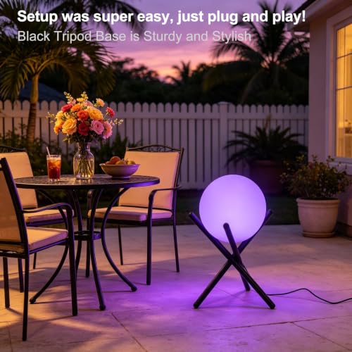 Lightdot 11.8-Inch Outdoor Globe Floor Lamp, 9W RGBCW & 3000K Warm White - color: 11.8''RGBCW