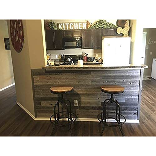 Rockin' Wood Real Wood Peel & Stick 2 & 4 Foot Length Rustic Reclaimed Naturally Weathered Barn Wood Accent Paneling Planks for Walls, 23 Square Feet - size: 23 Square Feet