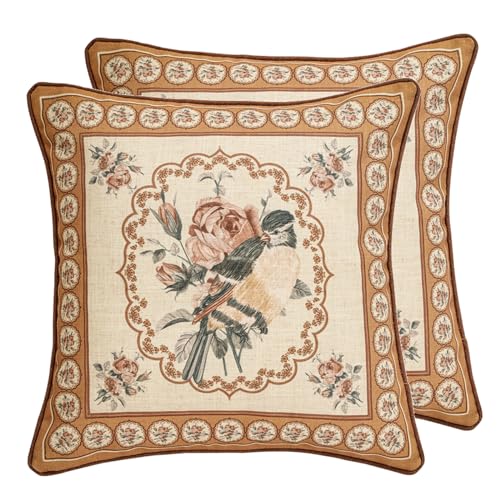 patdrea Vintage Linen Throw Pillow Cover,18"x18",Set of 2-ParkerEstate A - color: Parkerestate a, size: 18" x 18" (Pack of 2)