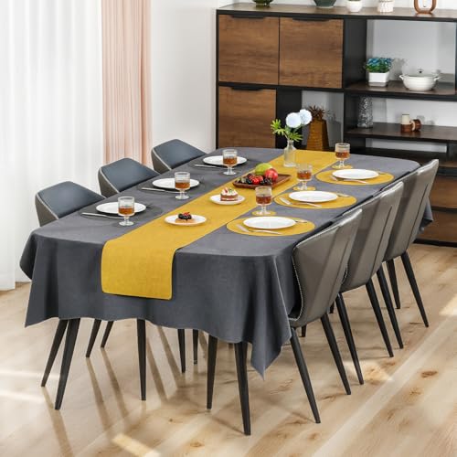 Myir JUN 14" Round Placemats Set of 4, Reversible Dual-Color Place Mats - color: Gray Yellow
