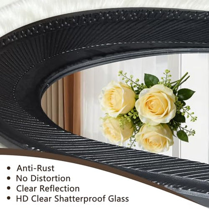POZINO 63"x26" Irregular Full Length Mirror, Asymmetrical Oval Wall Mirror - size: 63"L x 26"W
