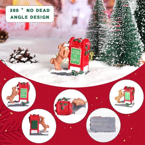 Decorative Christmas Figurine Dog Santa's Mailbox Village Set Xmas Gift - color: Mailbox With Dog