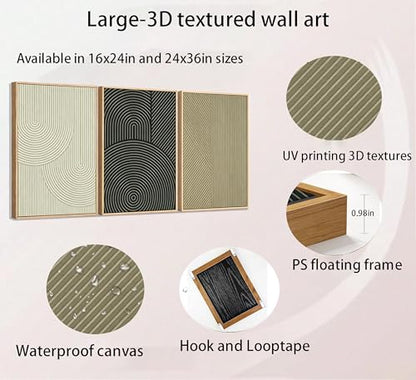 Framed-Large Texture Canvas Wall Art,Abstract Line Prints,24x36in - color: Abstract 2, size: 36L" x 24W"