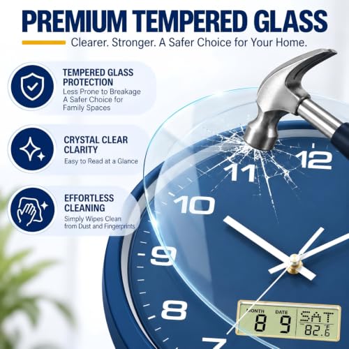 12 Inch Analog & Digital Wall Clock with Date for Office & Home