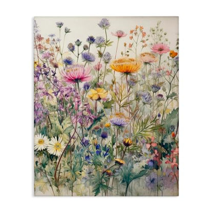 Mixed Wild Flowers Botanical, 30 x 40 Inch Canvas Wall Art - size: 40"L x 30"W