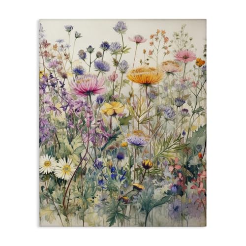 Mixed Wild Flowers Botanical, 16 x 20 Inch Canvas Wall Art - size: 20"L x 16"W