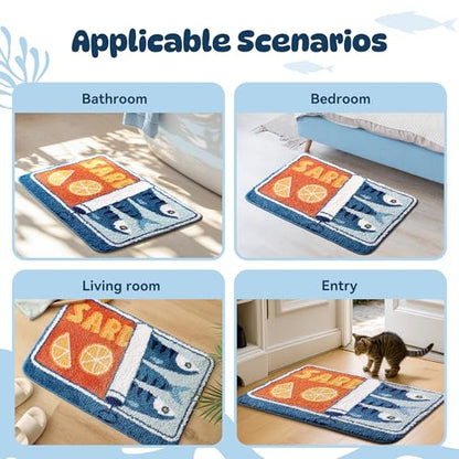 TRUEDAYS Sardine Bath Mat, Cute Bath Mat for Bathroom 20x30 Inch, Blue - color: Blue, size: 20x30 inches (Rectangular)