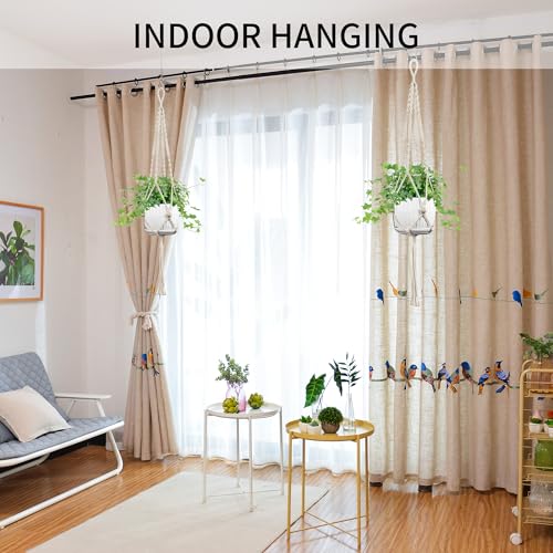 Macrame Plant Hanger - Fits 4-12 Inch Pots, Set of 2, Ivory - color: 44+44 Inch Ivory