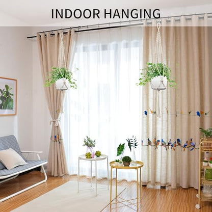 Macrame Plant Hanger - Fits 4-12 Inch Pots, Set of 2, Ivory - color: 44+44 Inch Ivory
