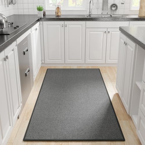 Hargiis Kitchen Rug, Rubber Non Slip Kitchen Rugs Washable, Absorbent Runner Mat for Floor, Machine Washable Standing Mats for in Front of Sink, Door, Laundry, Entryway, Hallway (Black, 71" × 35.5") - color: Black, size: 71" x 35.5"