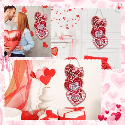 Britimes Welcome Door Sign, Wooden, for Front Door, Heart Love - style: Red Valentine