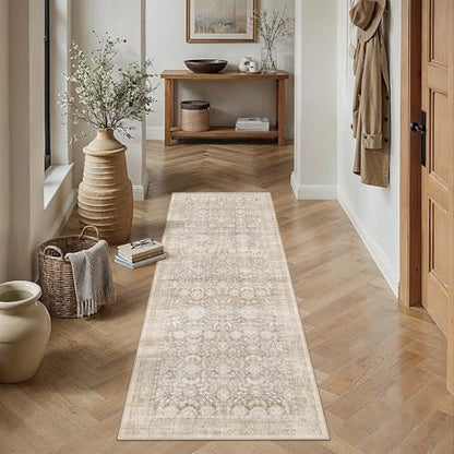 Beige 2x5 Runner Rug Neutral Distressed Carpet - color: Accent | Beige, size: 2' x 5' (Runner)