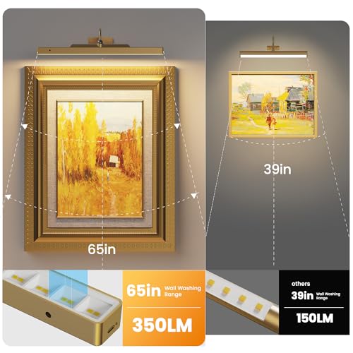Wireless Picture Light Battery Operated, 1Pack Remote Control Painting Light with Timer, 13Hrs Service Life Art Display Light for Picture Frame Artworking Portrait, Poster, Photo, Mirror_Antique Gold - color: Antique Gold, size: 1 Pack
