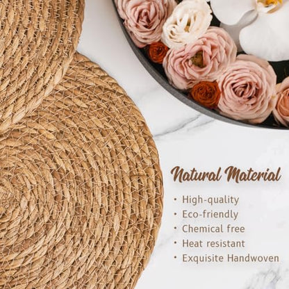 BAVIFY 13" Round Woven Placemats Set of 4, Plate Chargers for Dining Table - size: 13 Inch Set of 4