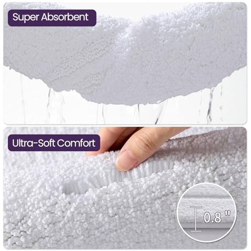 DEXI Bath Mat 36x24, Soft Absorbent Bathroom Rugs Non Slip, White - color: White, size: 36" X 24" (Rectangular)