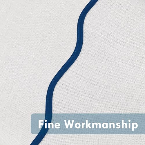 DriftAway Semi Sheer Scalloped Edge White Coastal Beach Window Curtains for Living Room Bedroom 2 Panels Rod Pocket Each Size 52 Inch by 96 Inch Navy - color: White Navy, size: 52"W x 96"L (Pack of 2)