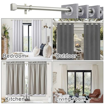 Single Curtain Rods for Windows 72 to 144 Inch(6-12ft),1 Inch Diameter Adjustable Heavy Duty Drapery Rods,with Modern Square Aluminum Alloy Finials,Satin Nickel - color: Satin Nickel, size: 72-144"