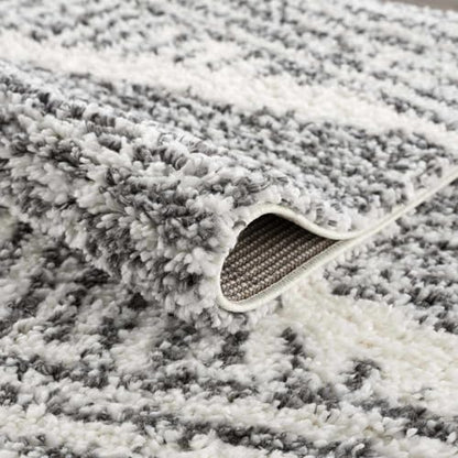 Hauteloom Atlas Moroccan Farmhouse Living Room Bedroom Shaggy Area Rug - Bohemian Shag Rug - Plush High Pile - Southwestern Boho Soft Carpet - Black, Cream, Grey, Beige - 5'3" x 7'3" - color: Charcoal, Cream / Trunding, size: 5'3" x 7'3" (Rectangular)