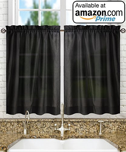Ellis Curtain Stacey 54-by-13 Inch Ruffled Filler Valance (Black) - color: Black