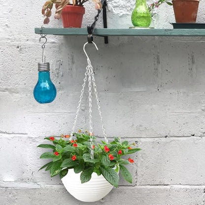 Srmayyi 4 Pack 8 inch Plastic Self Watering Hanging Planters,Round Hanging Basket Planter with Drainer and Metal Chain,White Garden Flower Plant Pot Container for Indoor Outdoor Plants - size: 4 pcs white