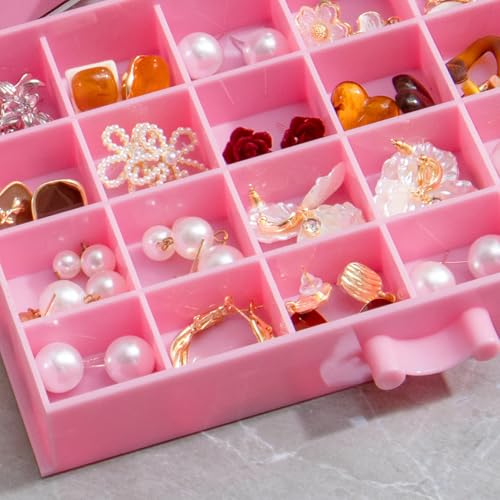 EYUFONG Earring Storage Box Organizer 5 Drawers with 120 Small Compartments - color: Pink