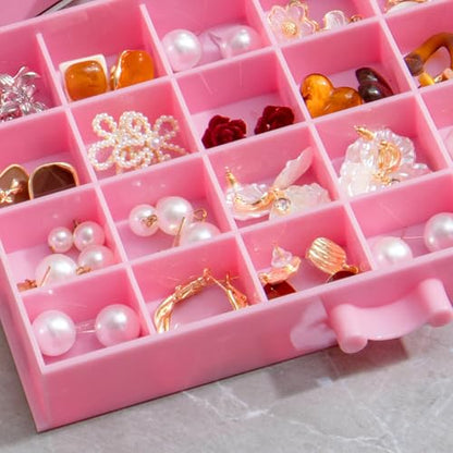 EYUFONG Earring Storage Box Organizer 5 Drawers with 120 Small Compartments - color: Pink
