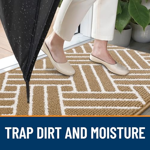 OLANLY Indoor Door Mat 32x20, Low-Profile Dirt Resistant Doormat, Beige - color: Beige, size: 32" X 20"