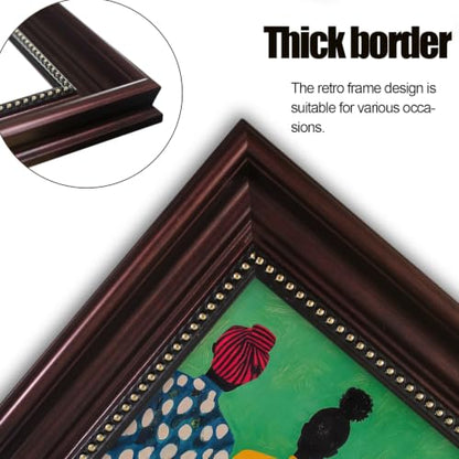 Dark Brown Framed African American Women Canvas Wall Art 9x11 in - color: Colorful Women, size: 11"L x 9"W