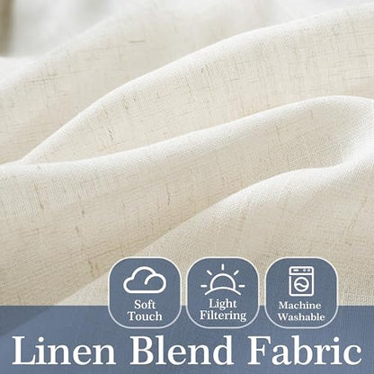 DriftAway Semi Sheer Scalloped Edge Linen Coastal Beach Window Curtains for Living Room Bedroom 2 Panels Rod Pocket Each Size 52 Inch by 90 Inch Navy - color: Linen Navy, size: 52"W x 90"L (Pack of 2)