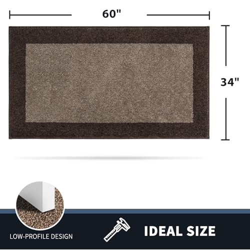 PURRUGS Dirt Trapping Indoor Door Mat, 34" x 60", Grayish Brown & Coffee - color: Grayish Brown & Coffee, size: 34" X 60"