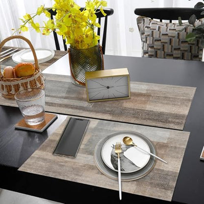ArtSocket Table Runner and Placemats Set of 6, Art Brown Grey Art Dining - color: Abstract Brown