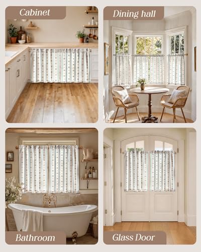 Miss Adola 36 Inch Length Kitchen Tier Curtains, Blue Striped - color: Blue Striped, size: 28"W x 36"L (Pack of 2)