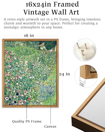 UPWOIGH Gustav Klimt Italian Garden Framed Wall Art, 16 x 24 Inch - color: Green Gustav Klimt, size: 24"L x 16"W