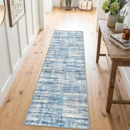 KOZYFLY Modern Washable Runner Rug 2x6 Runners for Hallways Blue Beige - color: Blue Beige, size: 2' x 6' (Runner)