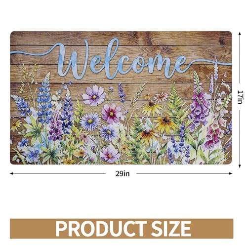 Door mat Non Slip Rubber Back 17x29 Front Door Mat Outside Entrance - color: Floral