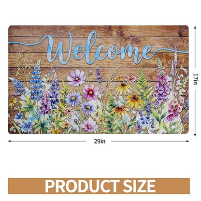 Door mat Non Slip Rubber Back 17x29 Front Door Mat Outside Entrance - color: Floral